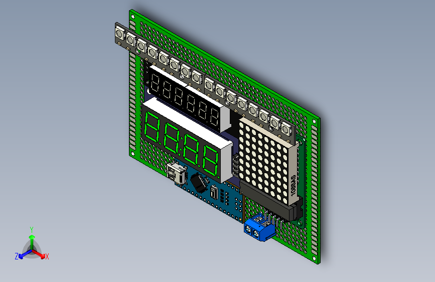 124-电路板PCB-SIMHUB_Arduino_LED 显示屏,带 4 个功能 STEP 主视图