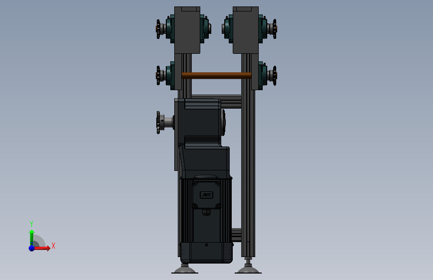 2.5倍倍速链结构模型3D数模图纸+Solidworks设计 正面视图