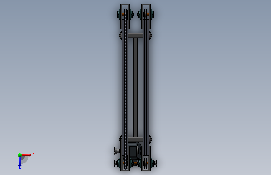 2.5倍倍速链结构模型3D数模图纸+Solidworks设计 俯视图