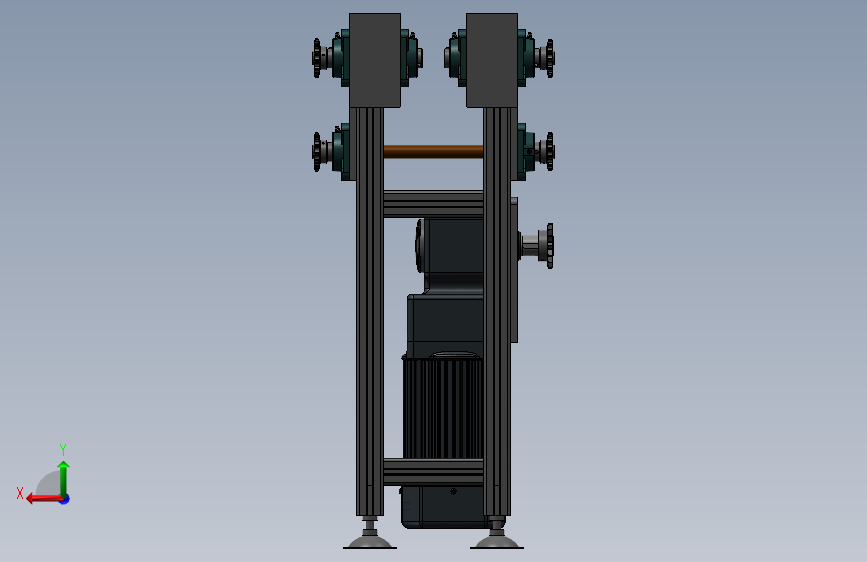 2.5倍倍速链结构模型3D数模图纸+Solidworks设计 背面视图
