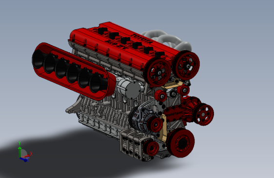 2JZ-GTE Motor赛车发动机模型3D图纸 Solidworks设计