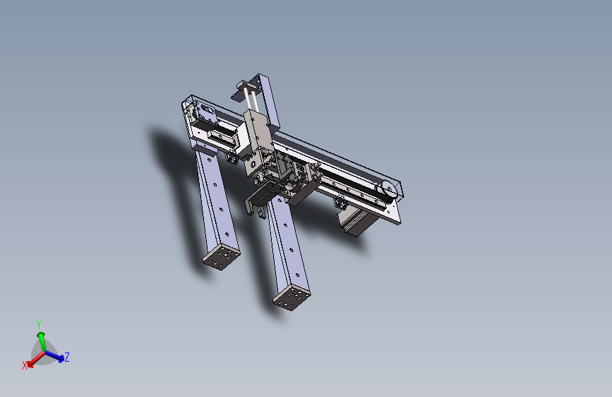 气缸夹取物料双手指气缸旋转及步进电机搬运机械手机构 Solidworks