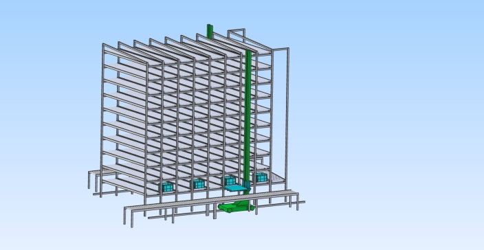 自动化立体仓库简易模型3D图纸+STP格式