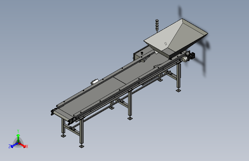 带料斗的输送带3D图纸 STEP格式