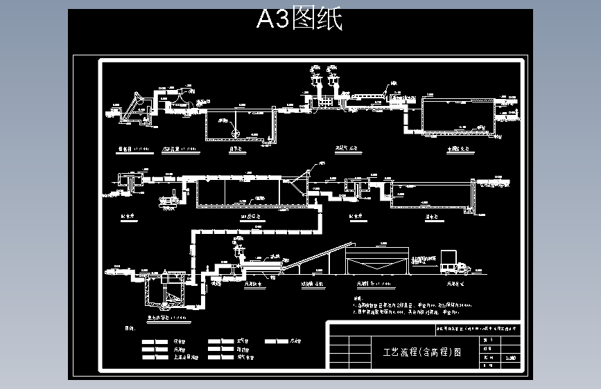 Z2204-造纸废水工艺流程（含高程）图CAD图纸==1060323=120
