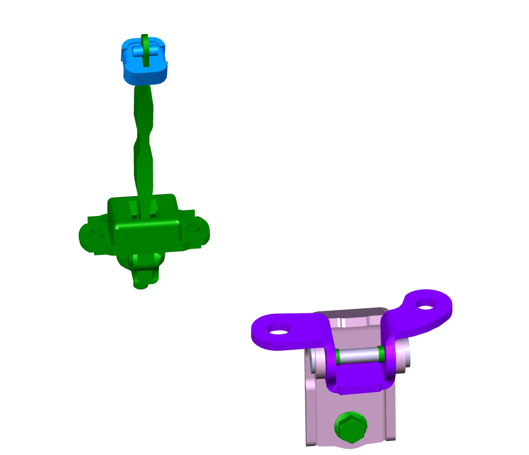 Z1618-汽车前后车门铰链及限位器模型三维CatiaV5R20无参