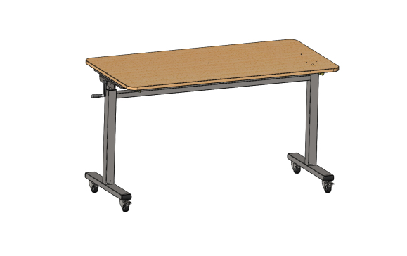 Z1654-手摇升降可翻转桌三维SW2016带参