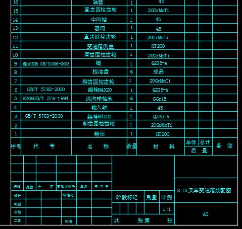X0663-3.5t叉车变速箱总装图==339661=15