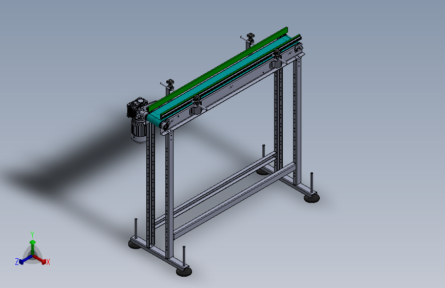 PVC平带式输送机3D数模图纸+Solidworks设计