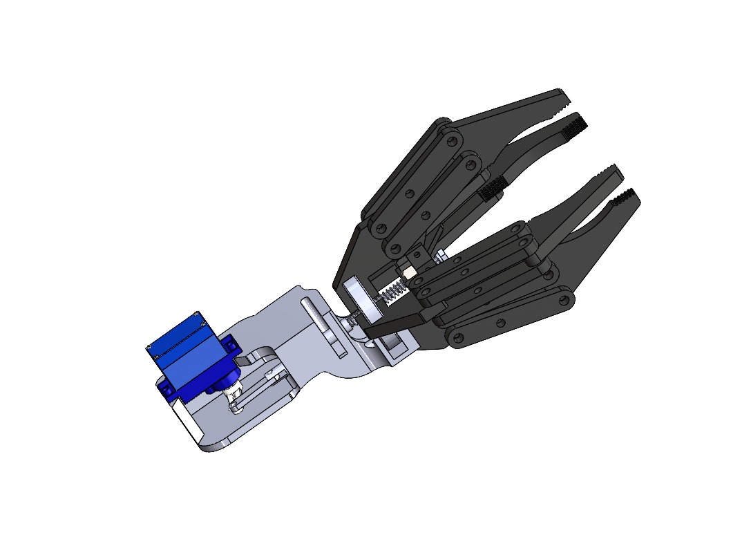 线性运动4爪夹持器3D数模图纸+Solidworks设计