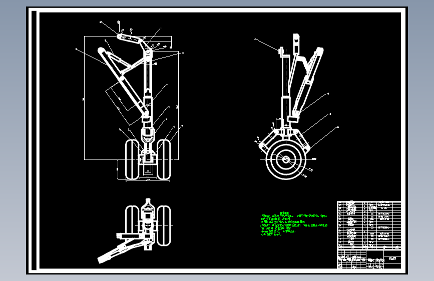 飞机起落架装配图CAD图纸