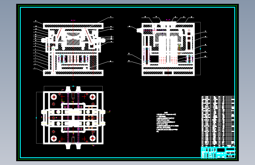 RJ-45水晶头接线座、快速插头塑料注塑模具设计-滑块抽芯注射模含开题、11张CAD图 主视图