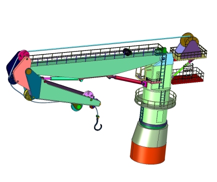 E0706-船用捕捞船伸缩式液压起重机三维Step
