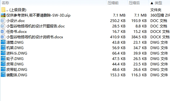 小型谷物扬场机的设计含开题及7张CAD图