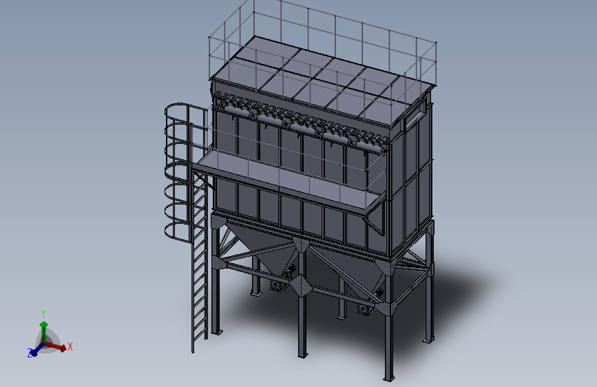 布袋除尘器3D模型图纸