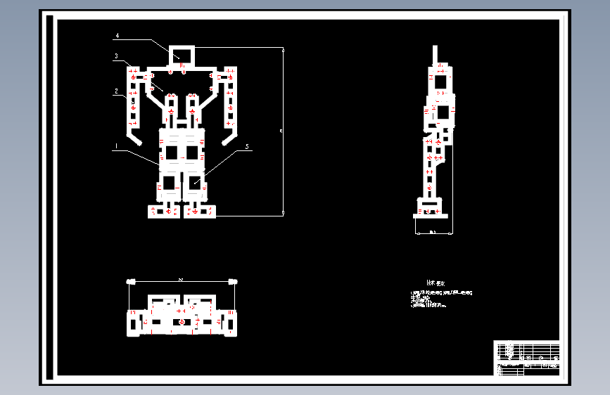 两足行走机器人的身体及头部结构部分设计含6张CAD图