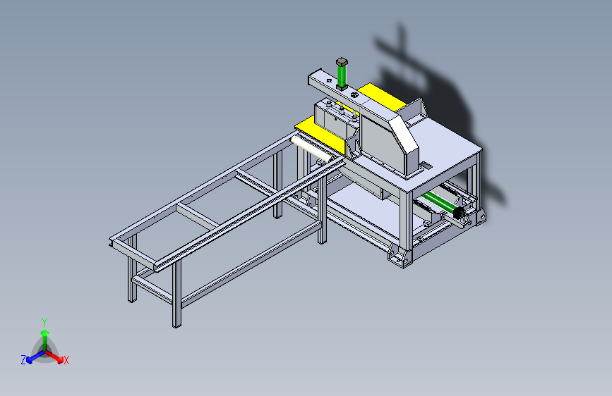 W0015-16寸铝型材液压成品锯(带送料架）三维SW2010