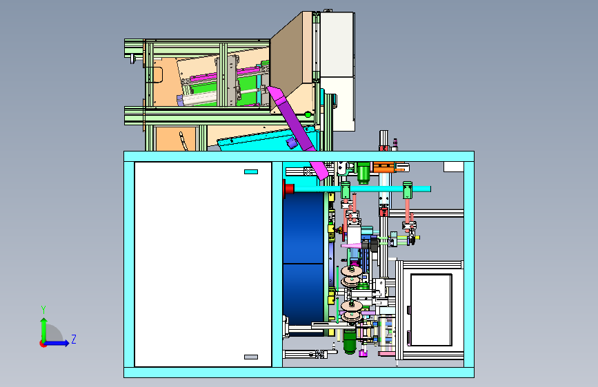 W0154-保和堂六方筒圆盘烫印机及推送上料机三维SW 左侧视图