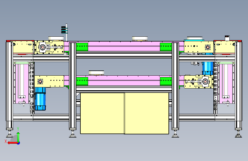 W1296-双层倍速链流水线(超详细的设计3D模型+工程图)三维SW 背面视图