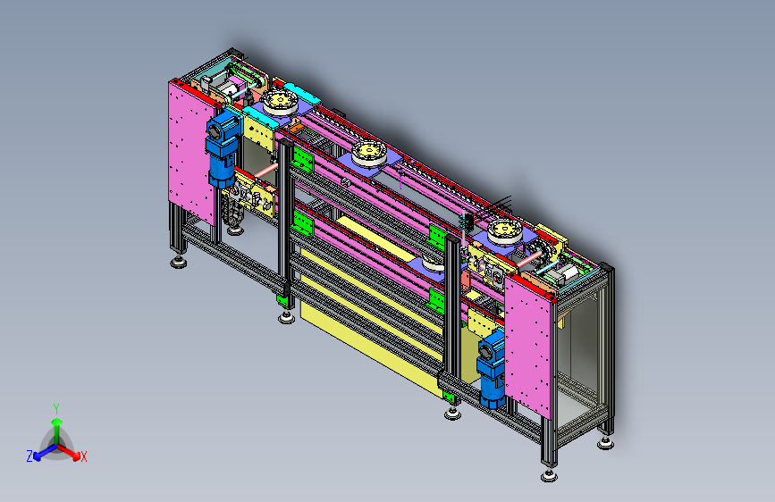 W1296-双层倍速链流水线(超详细的设计3D模型+工程图)三维SW 主视图