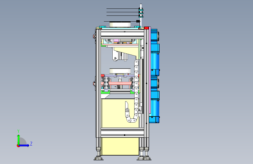 W1296-双层倍速链流水线(超详细的设计3D模型+工程图)三维SW 左侧视图