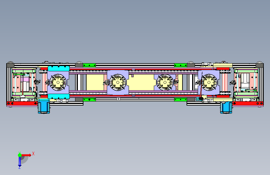 W1296-双层倍速链流水线(超详细的设计3D模型+工程图)三维SW 俯视图
