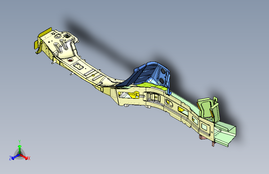 X1423-轿车前纵梁焊接总成车身结构三维数模三维Step无参