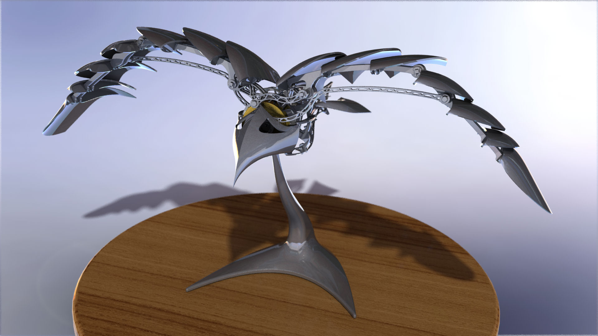 仿生鸟扑翼结构摆件3D图纸 STEP格式
