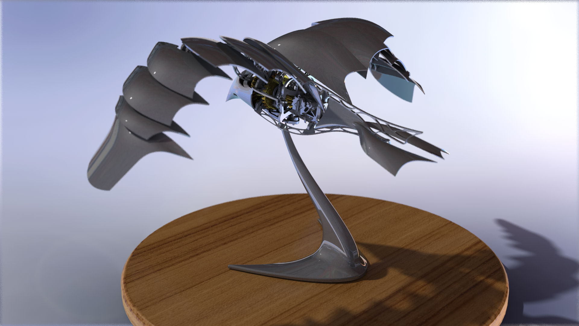 仿生鸟扑翼结构摆件3D图纸 STEP格式