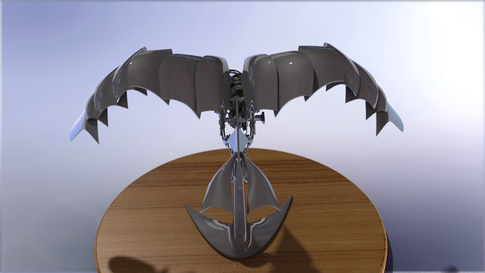 仿生鸟扑翼结构摆件3D图纸 STEP格式