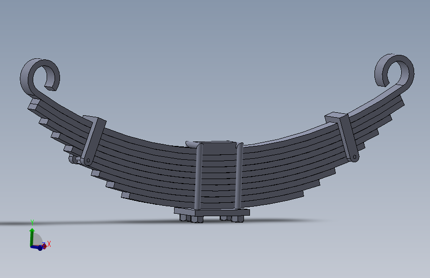 Multi+Leaf+Spring多片簧组件3D数模图纸+Solidworks设计