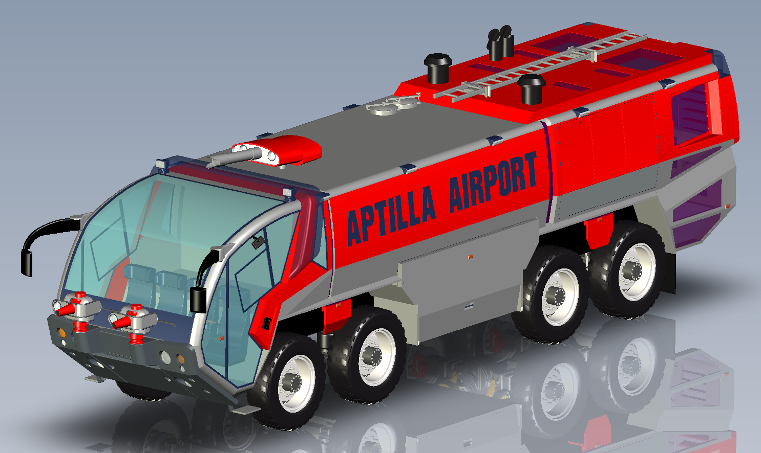 8x8机场救援消防车三维建模图纸 stp格式