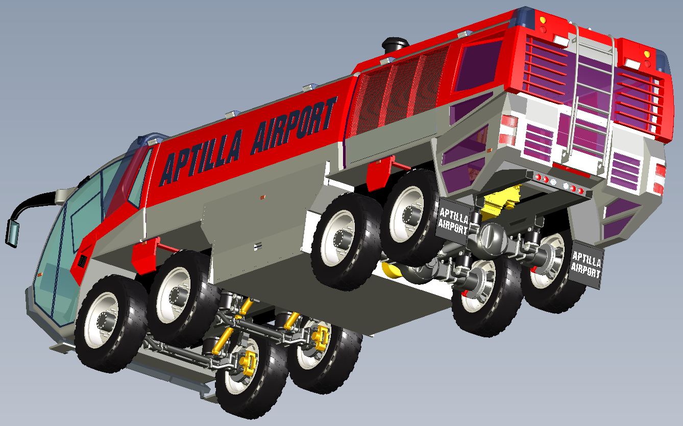 8x8机场救援消防车三维建模图纸 stp格式
