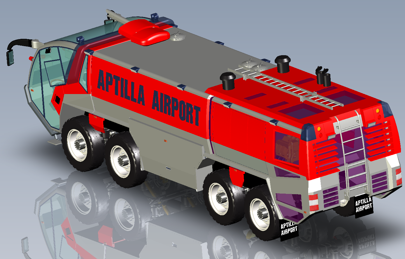 8x8机场救援消防车三维建模图纸 stp格式