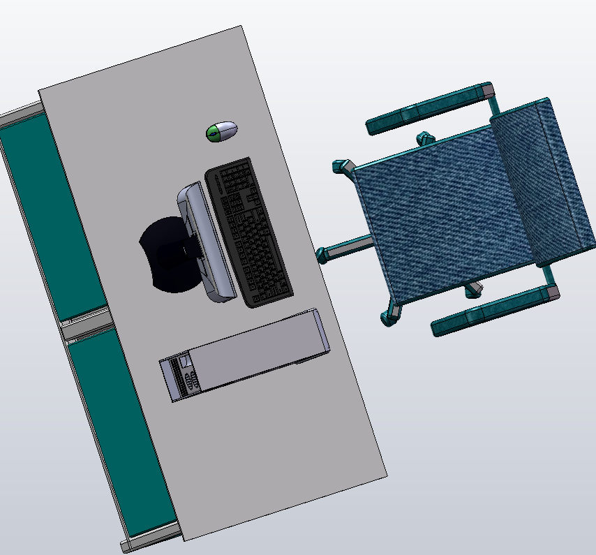 M0345-电脑及电脑桌组合三维SW2014带参