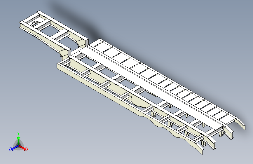 M1069-50吨鹅颈式平板半挂车车架三维SW2016带参