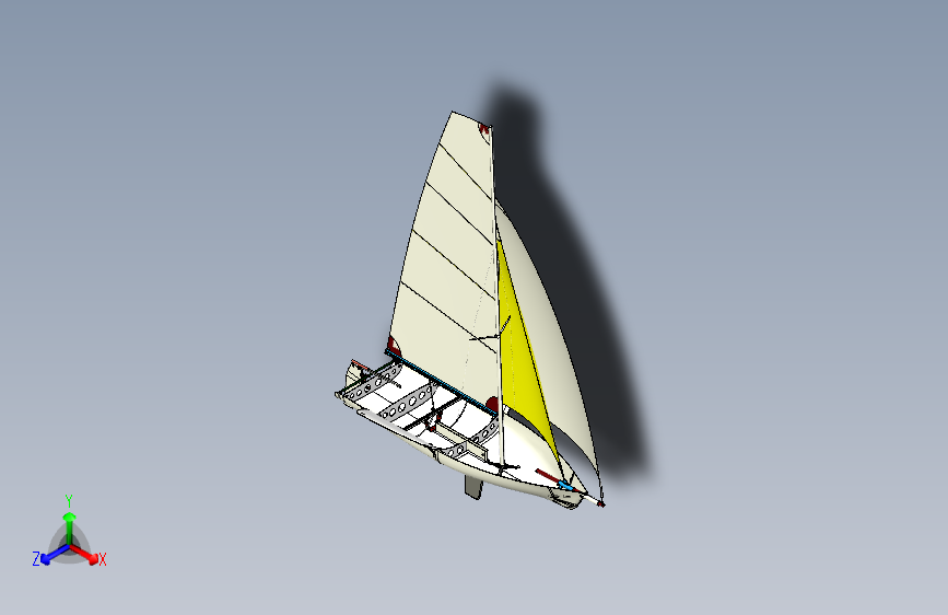 M1290-单人航海航船帆船设计模型三维SW2015无参