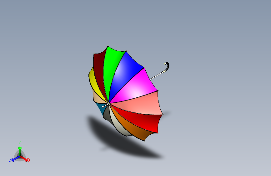 M2054-七彩雨伞模型三维CatiaV5R21带参