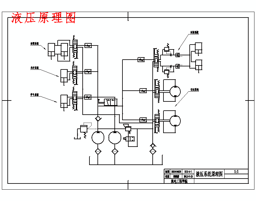 单斗通用型液压挖掘机液压系统设计含10张CAD图