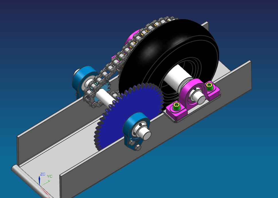 M6563-轴承轮子链条三维UG4.0带参