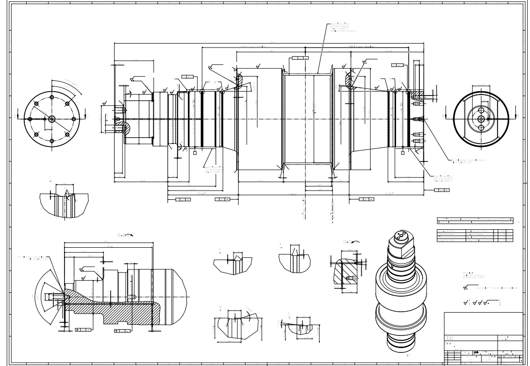 M0054-4套轧机工作辊CAD