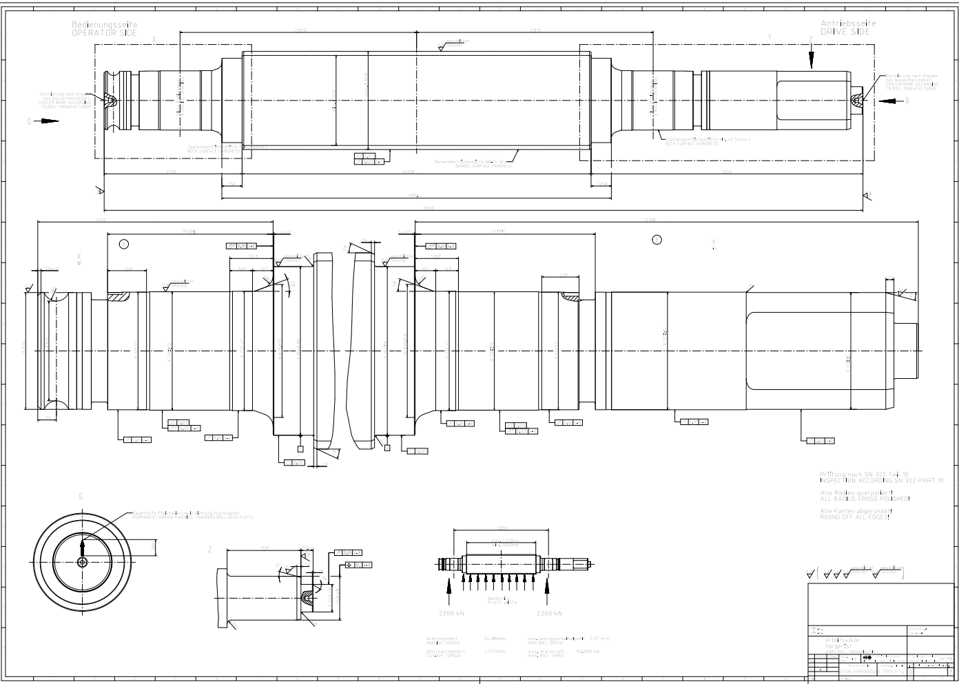 M0054-4套轧机工作辊CAD
