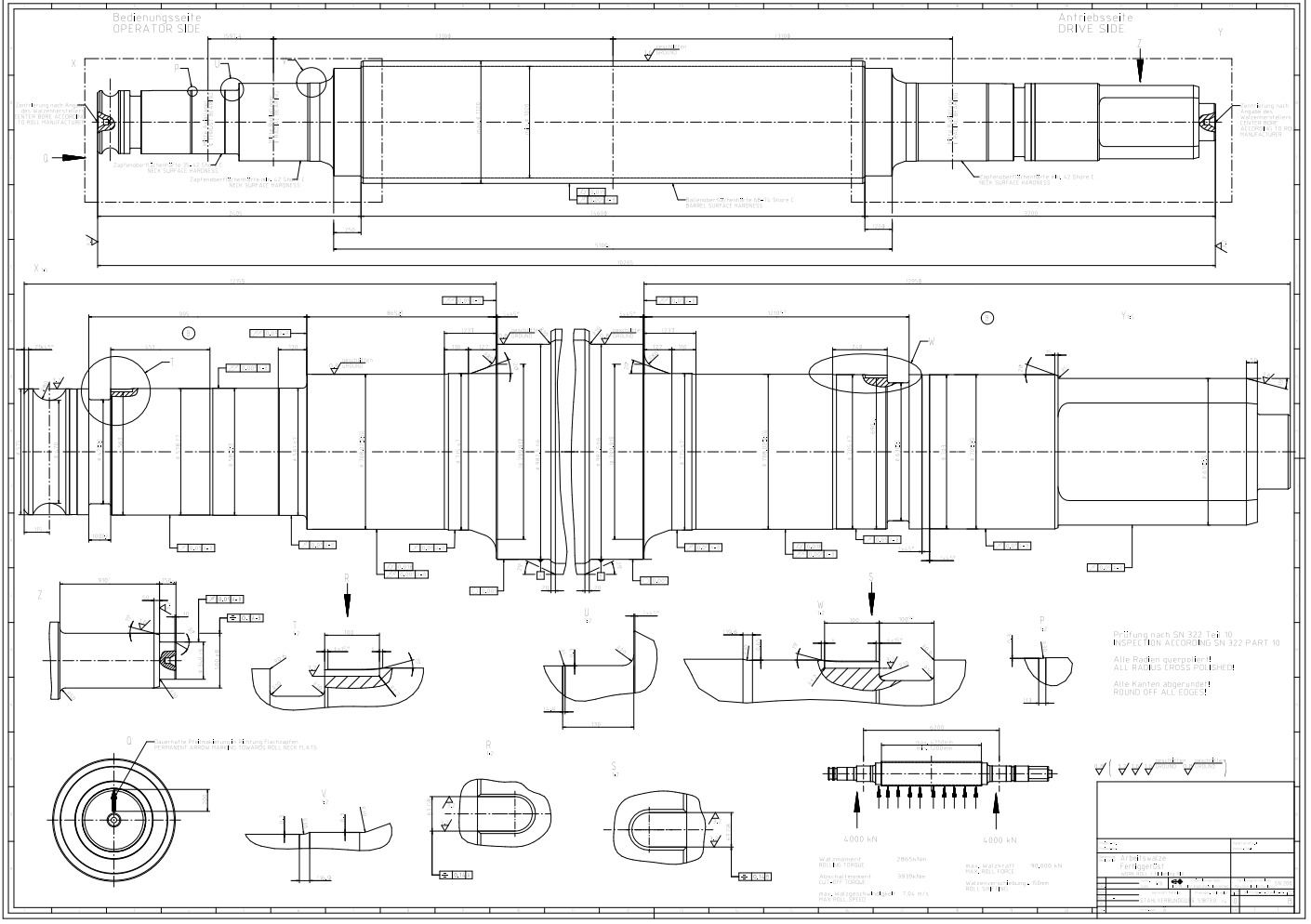 M0054-4套轧机工作辊CAD