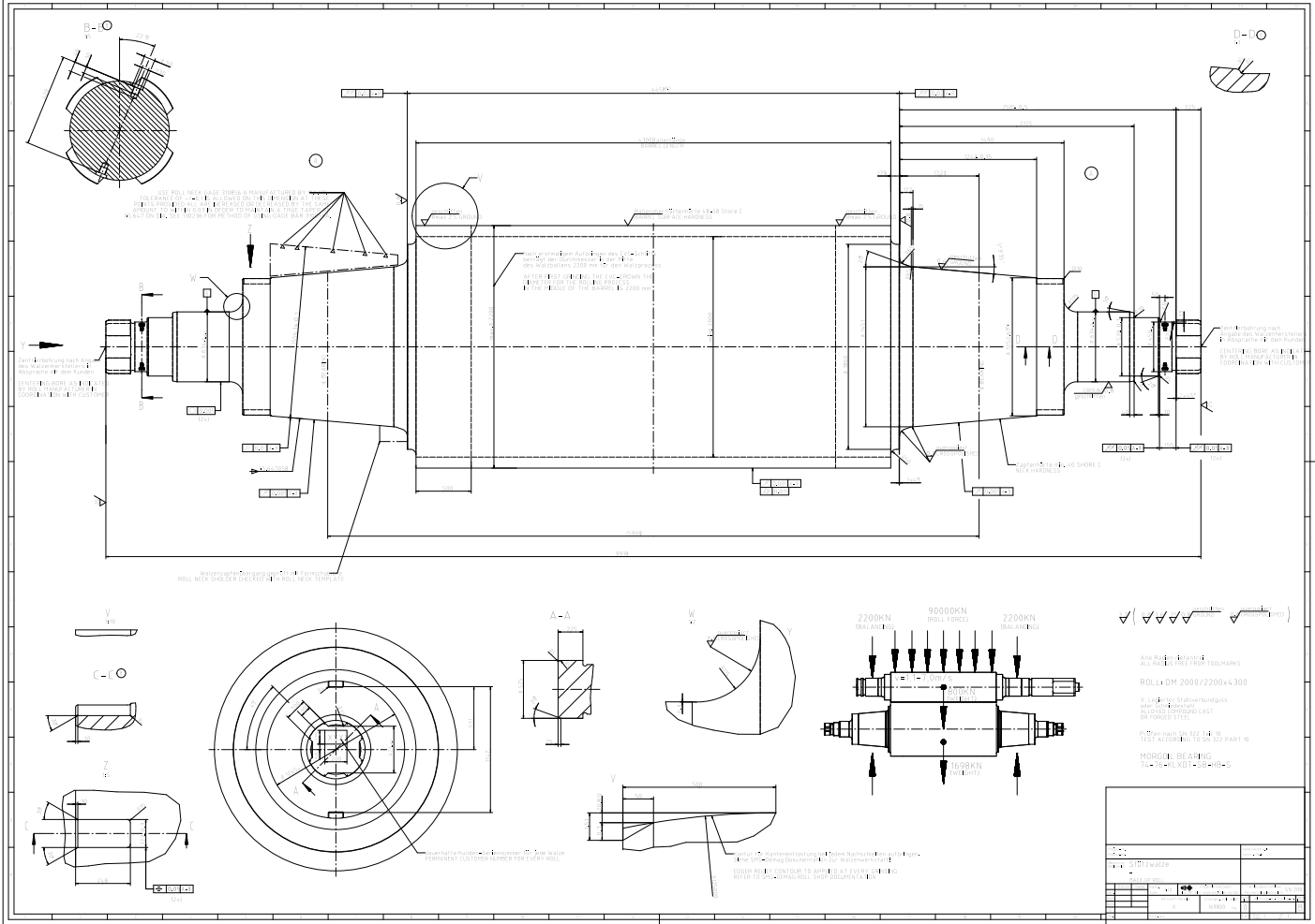 M0054-4套轧机工作辊CAD