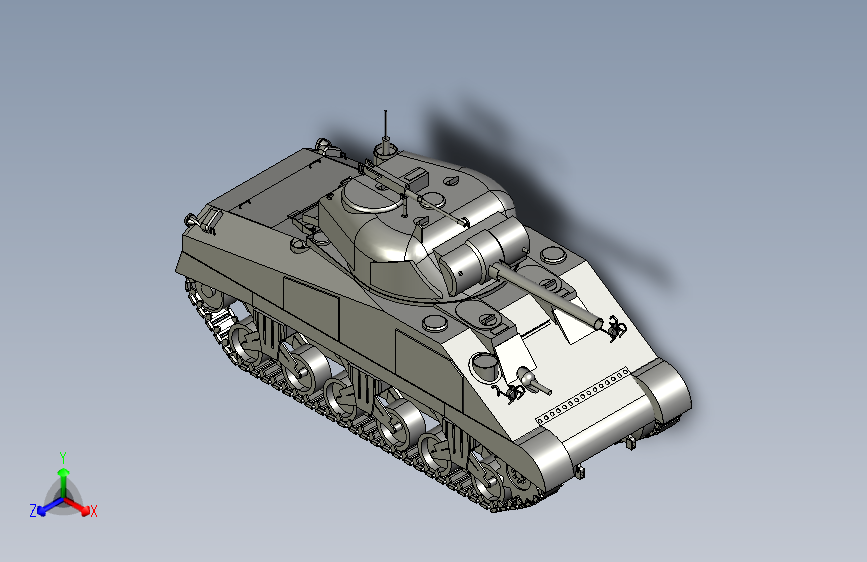 M4 Sherman中型坦克简易模型3D图纸 STEP格式