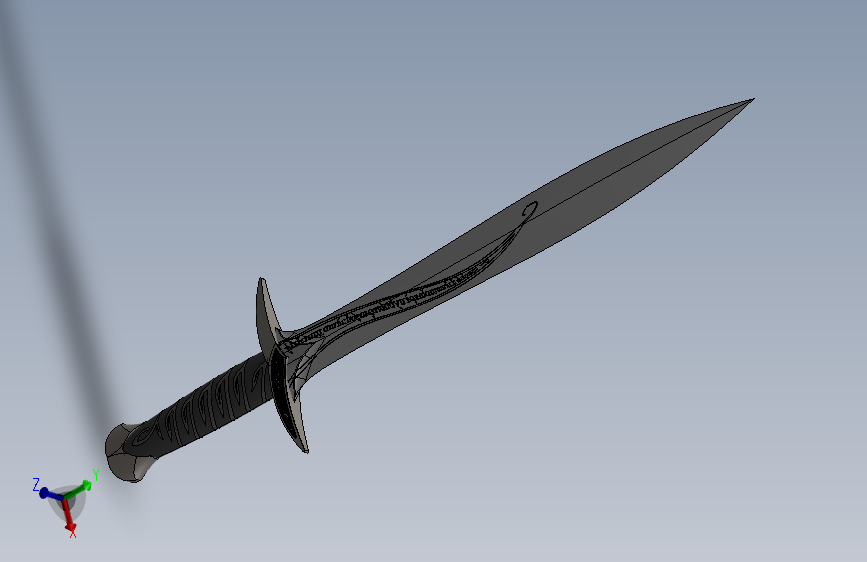 Sting bilbo sword宝剑模型3D图纸 Solidworks18设计