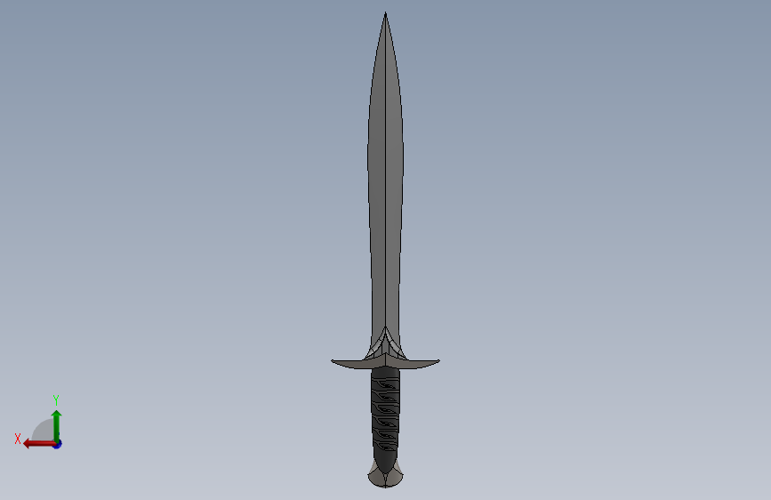 Sting bilbo sword宝剑模型3D图纸 Solidworks18设计 背面视图