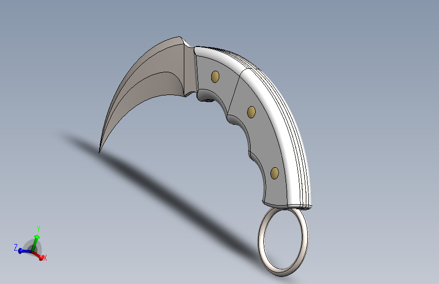 Karambit弯曲刃Dao匕首3D模型图纸 Solidworks设计 附STEP格式