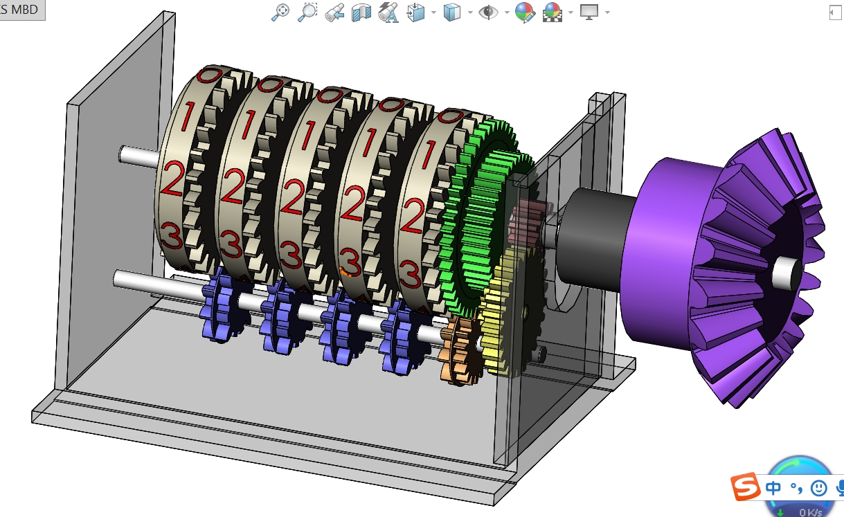 M4360-机械齿轮计数器三维SW2016带参
