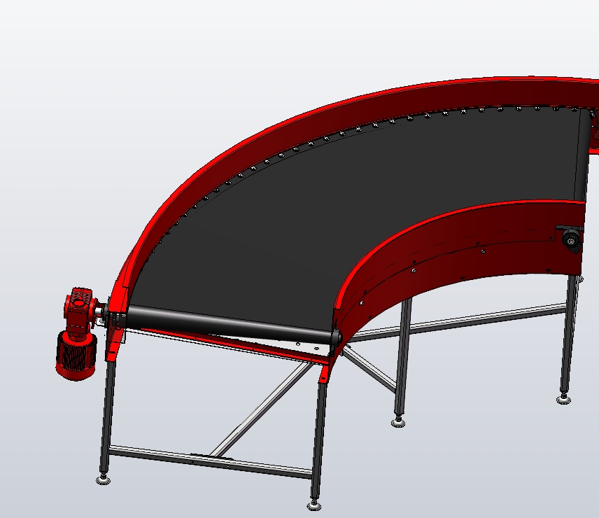 M4477-90度转弯皮带输送机 链条式转弯输送机三维SW2012带参